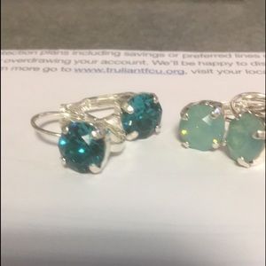 Turquoise and pacific opal lever back earrings